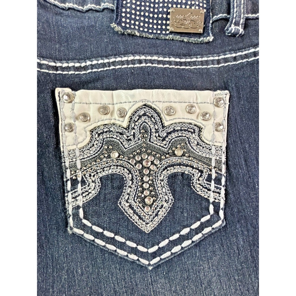 One 5‎ One Denim Jeans Womens Size 10 Dark Wash 90s Embellished Rhinestone - Picture 4 of 11